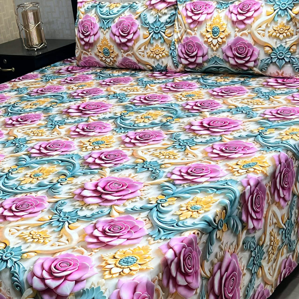 9D Digital Bedsheets cotton stuff king size 3pcs