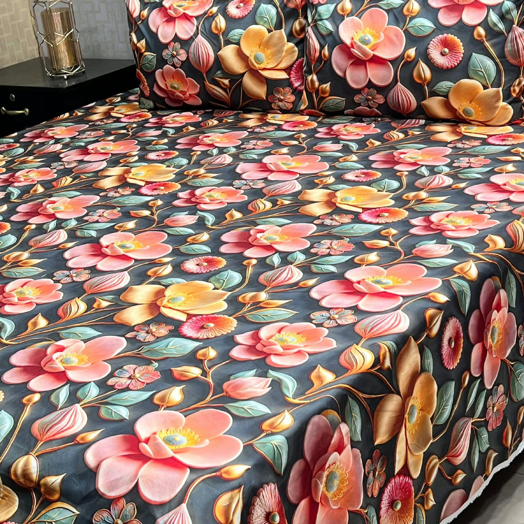 9D Digital Bedsheets cotton stuff king size 3pcs