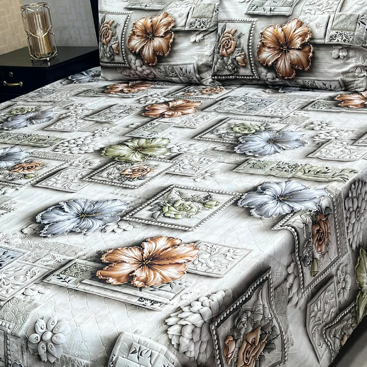9D Digital Bedsheets cotton stuff king size 3pcs